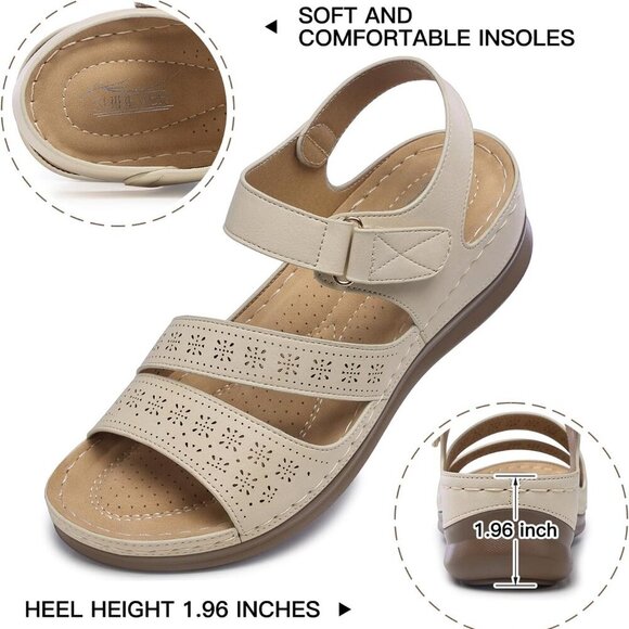 Womens Wedge Sandals Artificial PU Platform Size 8 Dressy Summer Comfort - Picture 3 of 6